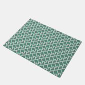 Elegantes Salbeigrünes Geometrisches Muster Fußmatte (Schrägansicht)
