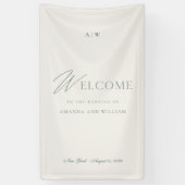 Elegantes Salbeigrünes Hochzeits-Willkommensschild Banner (Vertikal)