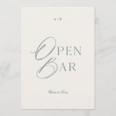 Elegantes Salbeigrünes Open-Bar-Schild Einladung (Vorderseite)