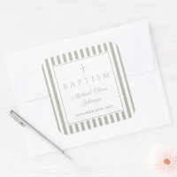 Elegantes Salbeigrünes religiöses Kreuz Taufe