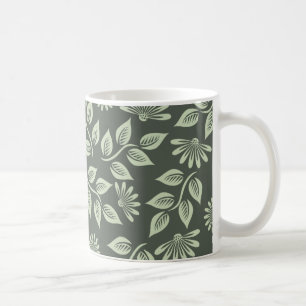 Elegantes Salbeigrünes Vintage-Blumenmuster Kaffeetasse
