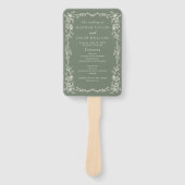 Elegantes Salbeigrünes Vintage-Hochzeitsprogramm Fächer (Vorderseite)