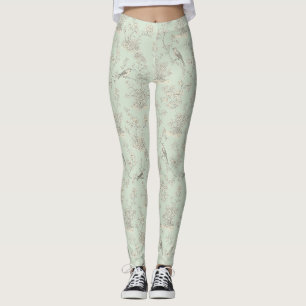 Elegantes Salbeivogel-Botanik-Toile-Muster Leggings