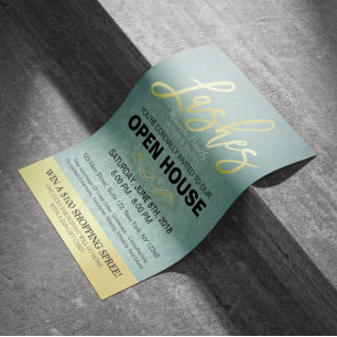 Elegantes Salon-Open-House-Flyer Gold & Blau Damas Flyer