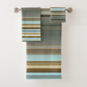 Elegantes Sandy Beach Rose Gold gestreiftes Muster Badhandtuch Set (Insitu)