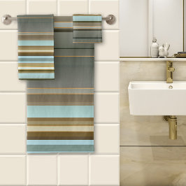 Elegantes Sandy Beach Rose Gold gestreiftes Muster Badhandtuch Set