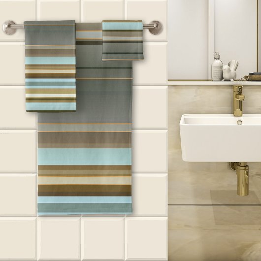 Elegantes Sandy Beach Rose Gold gestreiftes Muster Badhandtuch Set