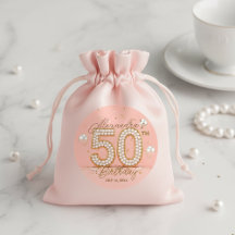 Elegantes sanftes rosa goldenes perlendes 50. Gebu