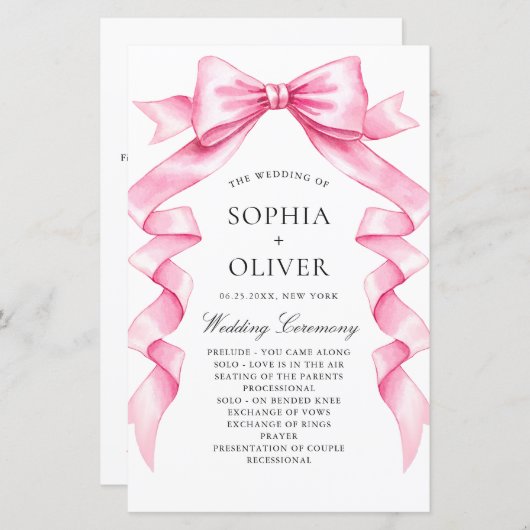 Elegantes, sanftes, rosa, handgezeichnetes Bow-Hoc (Vorne/Hinten)