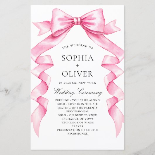 Elegantes, sanftes, rosa, handgezeichnetes Bow-Hoc (Vorderseite)