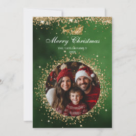 Elegantes Santa Gold Glitzer Foto Einladung