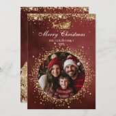 Elegantes Santa Gold Glitzer Foto Einladung (Vorne/Hinten)