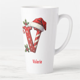Elegantes Santa-Monogramm Anfangs-V frohe Weihnach Milchtasse