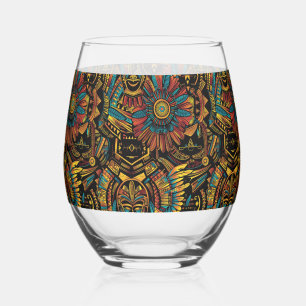 Elegantes Saphir "Aztec Dream" Edelstahlglas Weinglas Ohne Stiel