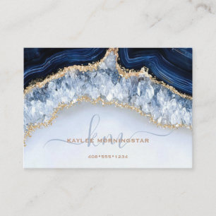 Elegantes Saphirblau-Achat-Geode und Kristalle Visitenkarte