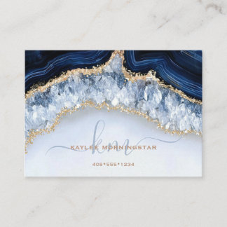 Elegantes Saphirblau-Achat-Geode und Kristalle Visitenkarte