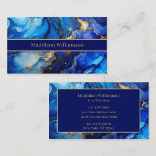 Elegantes Saphirblau Gold Visitenkarte