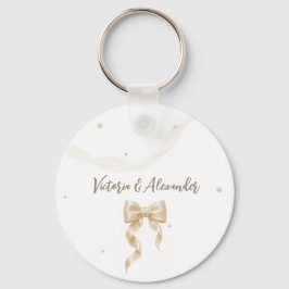 Elegantes Satin-Schleifen-Hochzeitsanhänger Schlüsselanhänger
