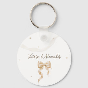 Elegantes Satin-Schleifen-Hochzeitsanhänger Schlüsselanhänger