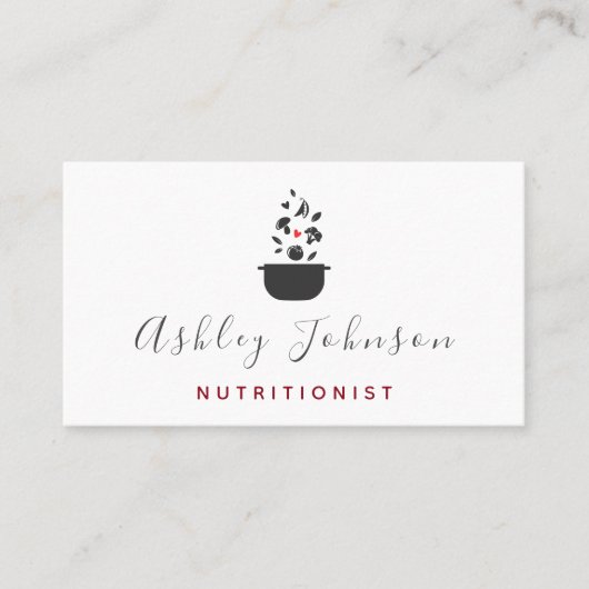 Elegantes sauberes Gemüse und Topfernährung weiß Visitenkarte (Vorderseite)