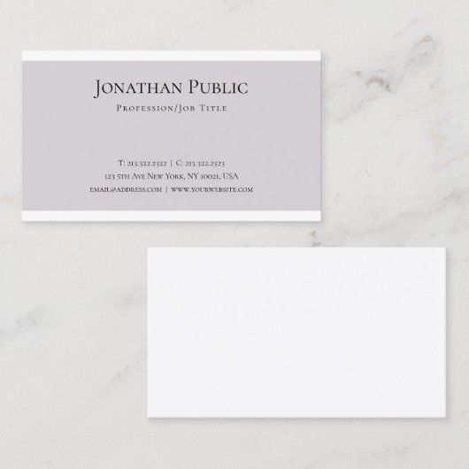 Elegantes sauberes Grafikdesign Trendy Schlicht mo Visitenkarte (Vorne/Hinten)