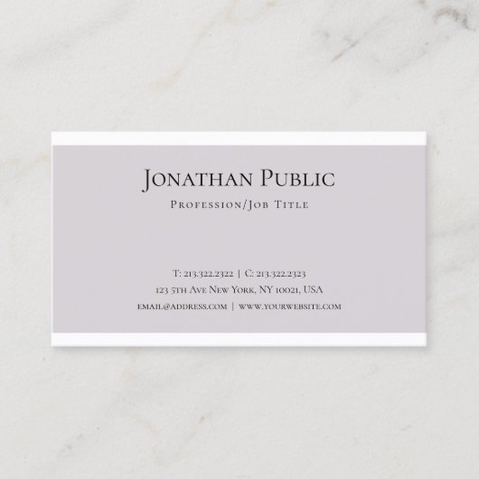 Elegantes sauberes Grafikdesign Trendy Schlicht mo Visitenkarte (Vorderseite)