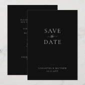 Elegantes sauberes Minimalistisch Schwarz Save the Date (Vorne/Hinten)