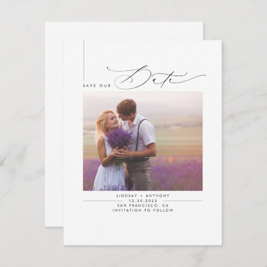 Elegantes, sauberes, Minimalistisches Save the Dat Save The Date (Vorne/Hinten)