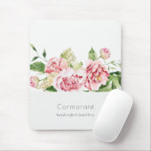 Elegantes sauberes rosa grünes Wasser, Peony Flora Mousepad (Mit Mouse)