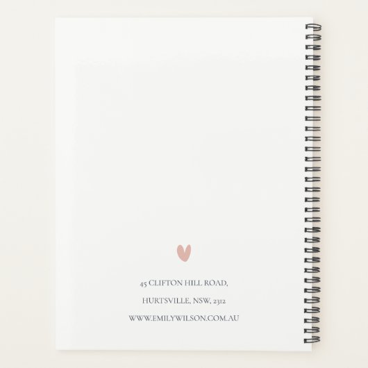 Elegantes sauberes rosa grünes Wasser, Peony Flora Planer (Rückseite)