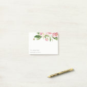 Elegantes sauberes rosa grünes Wasser, Peony Flora Post-it Klebezettel (Auf Schreibtisch)