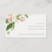 Elegantes sauberes rosa grünes Wasser, Peony Flora Visitenkarte (Rückseite)