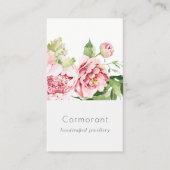 Elegantes sauberes rosa grünes Wasser, Peony Flora Visitenkarte (Vorderseite)