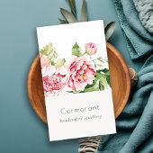 Elegantes sauberes rosa grünes Wasser, Peony Flora Visitenkarte