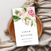 Elegantes sauberes rosa grünes Wasser, Peony Flora Visitenkarte