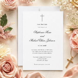 Elegantes "Save The Date" Christliches Kreuz Kirch Einladung