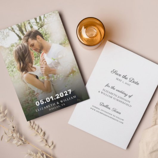 Elegantes Save the Date Foto Hochzeitsankündigung Einladung