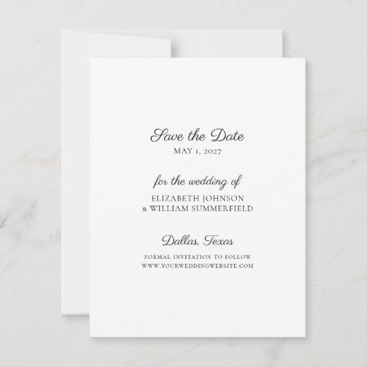 Elegantes Save the Date Foto Hochzeitsankündigung Einladung (Rückseite)
