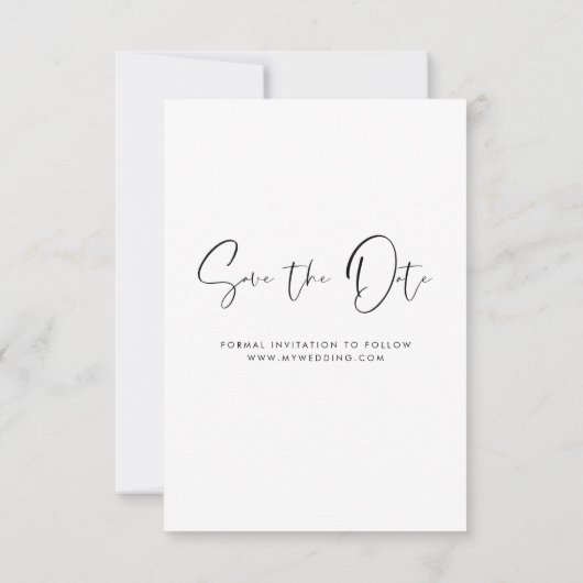 Elegantes Save the Date Foto Modernes Skript (Rückseite)