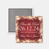 Elegantes Save the Date funkelndes Licht Gold Magnet (Vorderseite/Rückseite)