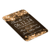 Elegantes Save the Date funkelndes Licht Gold Magnet (Rechte Seite)