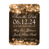 Elegantes Save the Date funkelndes Licht Gold Magnet (Vertikal)