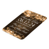 Elegantes Save the Date funkelndes Licht Gold Magnet (Linke Seite)