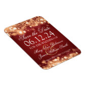Elegantes Save the Date funkelndes Licht Gold Magnet (Rechte Seite)