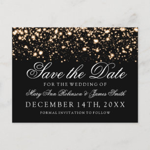 Elegantes Save the Date Goldmitternachtszauber Ankündigungspostkarte