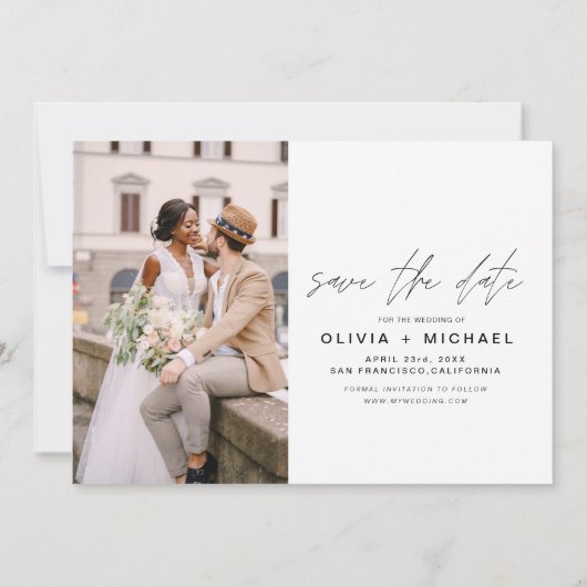 Elegantes Save the Date handgeschriebenes Foto Min Einladung (Rückseite)