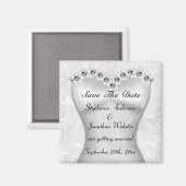 Elegantes Save the Date Hochzeits-Kleid Magnet (Vorderseite/Rückseite)