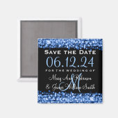 Elegantes Save the Date Party Glitzern Blue Magnet (Vorderseite/Rückseite)