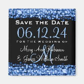 Elegantes Save the Date Party Glitzern Blue Magnet (Vorne)