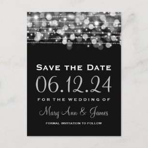 Elegantes Save the Date Party Glitzern Silver Ankündigungspostkarte